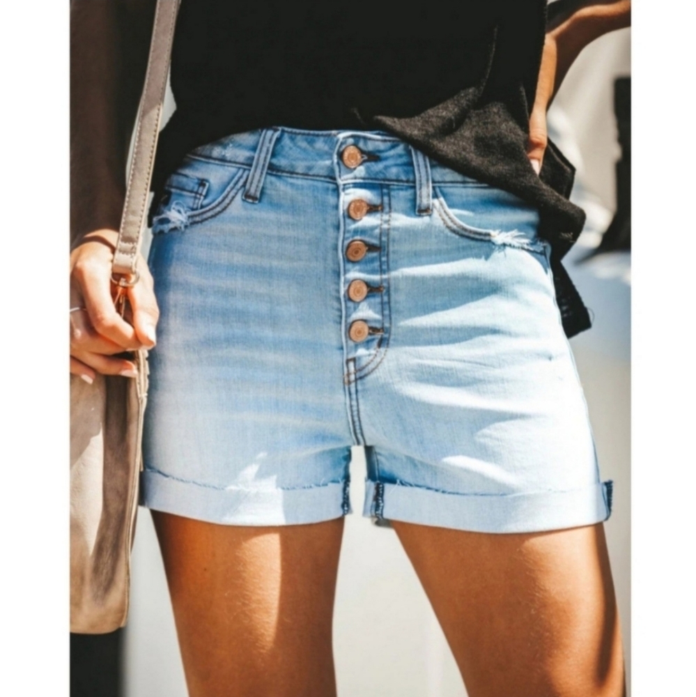 New Vici Charlotte High Rise Cuffed Denim Shorts